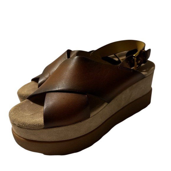 Michael Kors Becker Burnished Leather Flatform Sandal - Picture 6 of 11